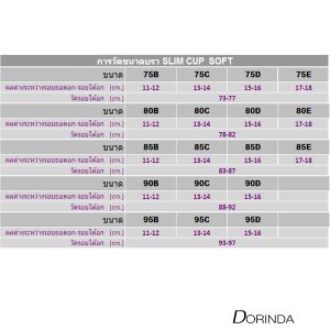 ตารางไซค์ ชุดชั้นในมีโครง DORINDA